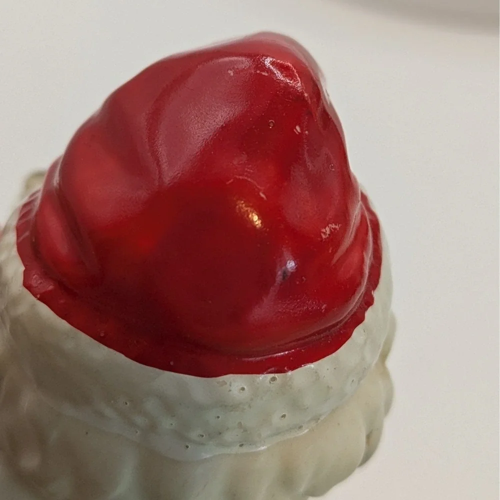 Vintage Josef Original Christmas White Poodle Dog Ceramic Figurine Santa Hat